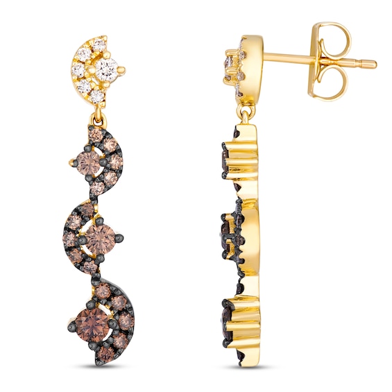 Le Vian Chocolate Ombré Diamond Wavy Drop Earrings 3/4 ct tw 14K Honey Gold