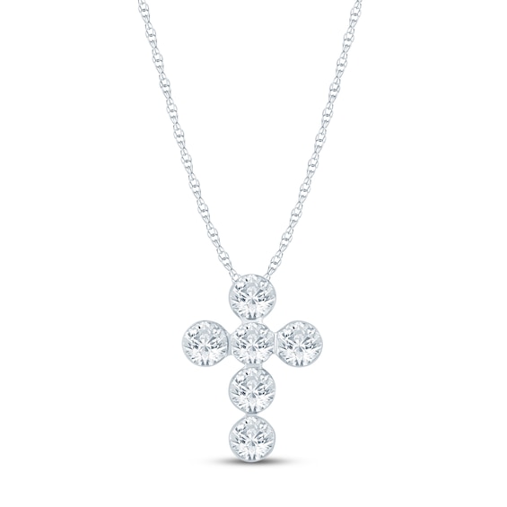 Jared Signature Lab-Grown Diamond Cross Necklace 1 ct tw 10K White Gold 18"