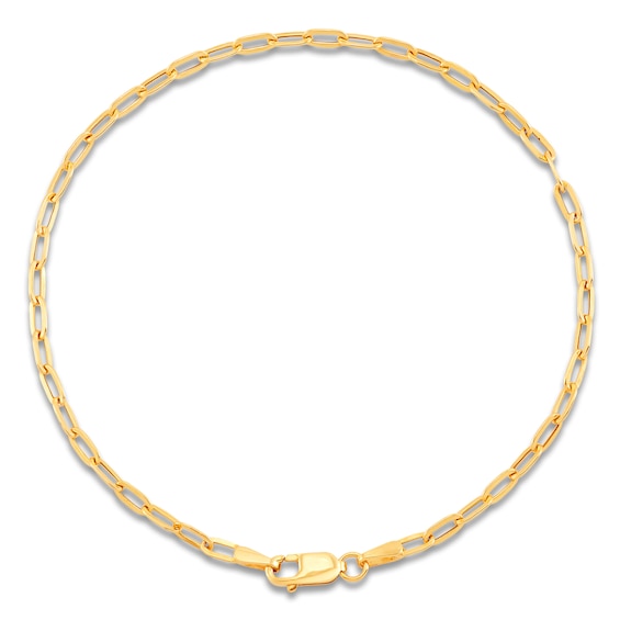 Italia D'Oro 2.2mm Paperclip Chain Bracelet Hollow 10K Yellow Gold 7"
