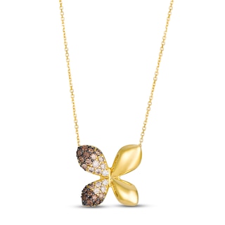 Le Vian Chocolate Ombré Diamond Butterfly Necklace 7/8 ct tw 14K Honey Gold 19"