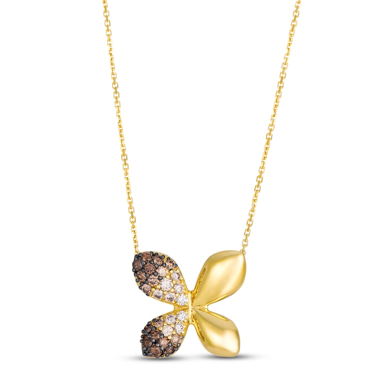 Main Image 1 of Le Vian Chocolate Ombré Diamond Butterfly Necklace 7/8 ct tw 14K Honey Gold 19"