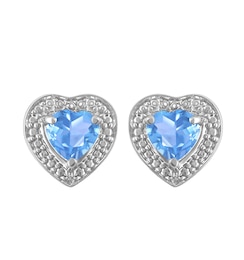 Halo Heart Birthstone Fashion Stud Earrings (1 Stone)