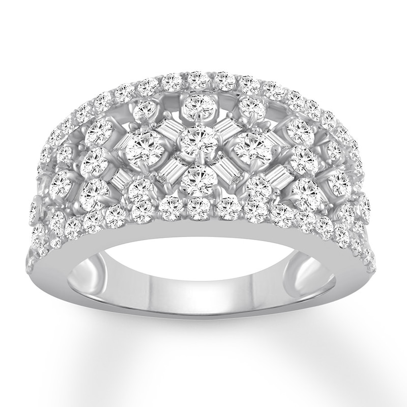 Diamond Anniversary Band 1-1/2 ct tw Round/Baguette 14K Gold with 360