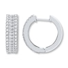Thumbnail Image 1 of Diamond Hoop Earrings 1-1/2 ct tw Round/Baguette 14K White Gold