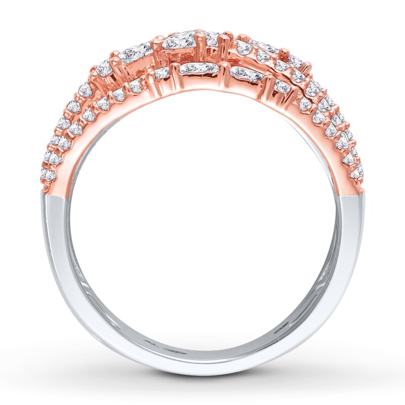 Main Image 2 of Diamond Ring 1 carat tw Round/Baguette 14K Two-Tone Gold