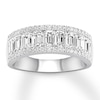 Thumbnail Image 0 of Diamond Anniversary Band 2 ct tw Emerald/Round 14K White Gold