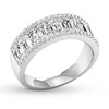 Thumbnail Image 3 of Diamond Anniversary Band 2 ct tw Emerald/Round 14K White Gold