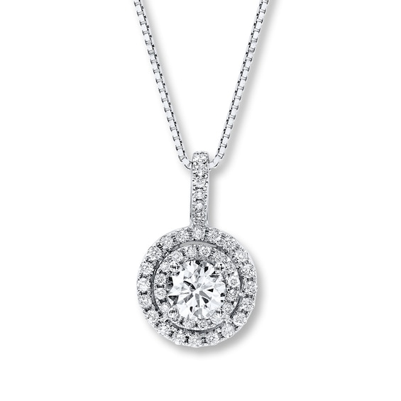 Diamond Necklace 34 ct tw Roundcut 14K White Gold