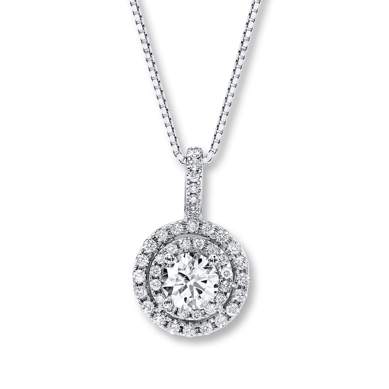 Main Image 1 of Diamond Necklace 3/4 ct tw Round-cut 14K White Gold