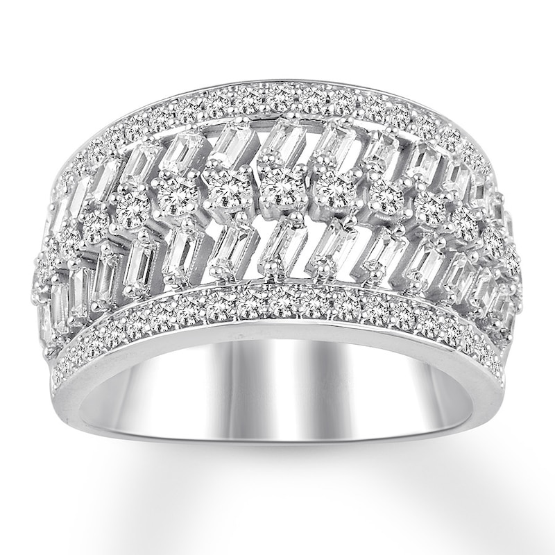 Diamond Anniversary Ring 1-1/4 ct tw Baguette/Round 14K Gold