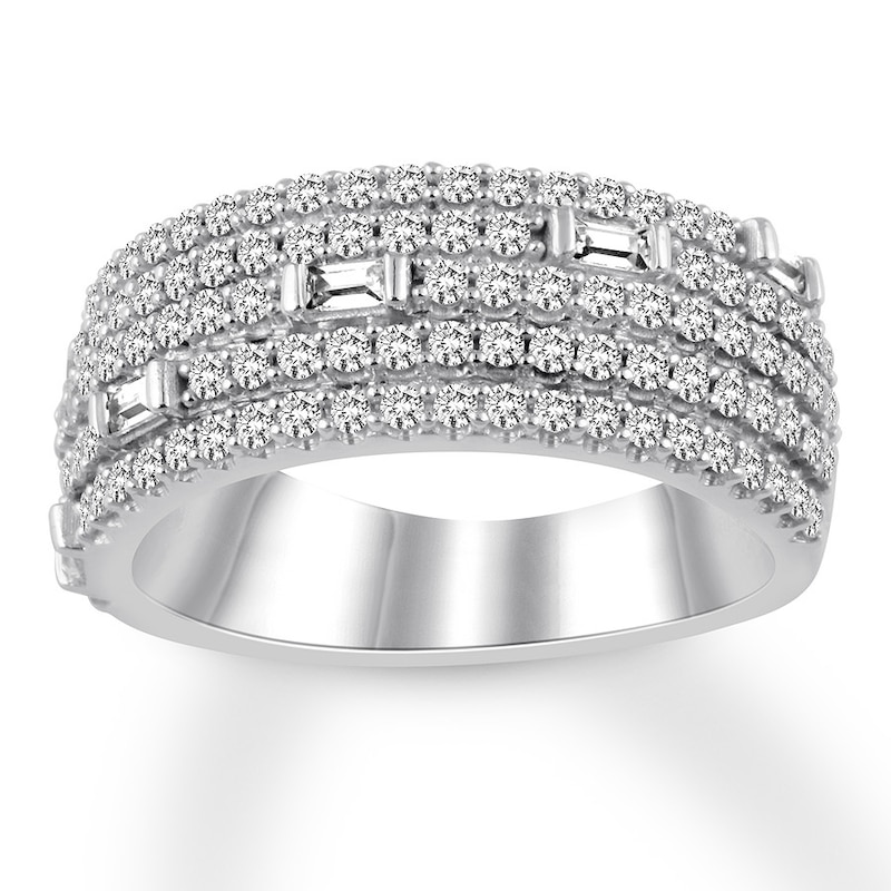 Diamond Anniversary Band 7/8 cttw Round/Baguette 14K White Gold