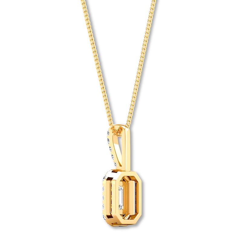 Diamond Necklace 1 ct tw Emerald-cut/Round 14K Yellow Gold