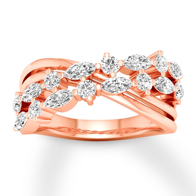 Diamond Ring 1 ct tw Round/Marquise 14K Rose Gold