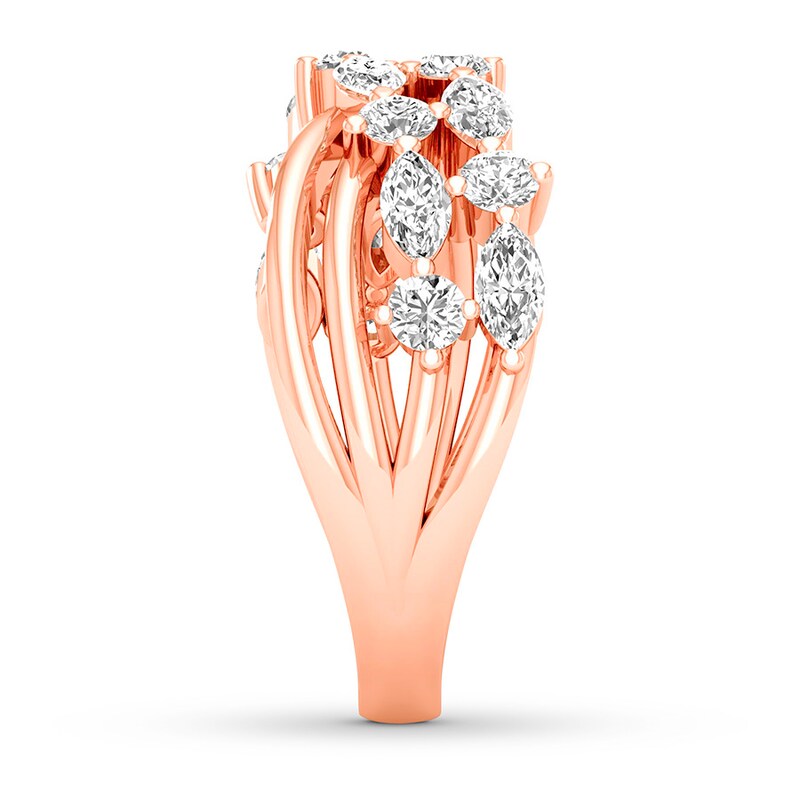 Diamond Ring 1 ct tw Round/Marquise 14K Rose Gold