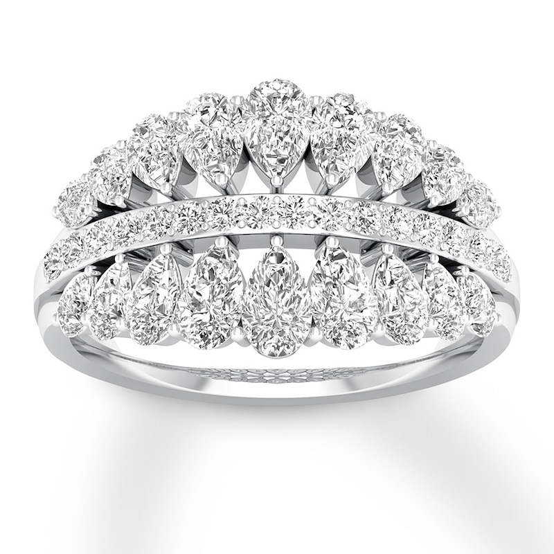 Diamond Anniversary Ring 1-5/8 ct tw Pear-shaped 14K White Gold