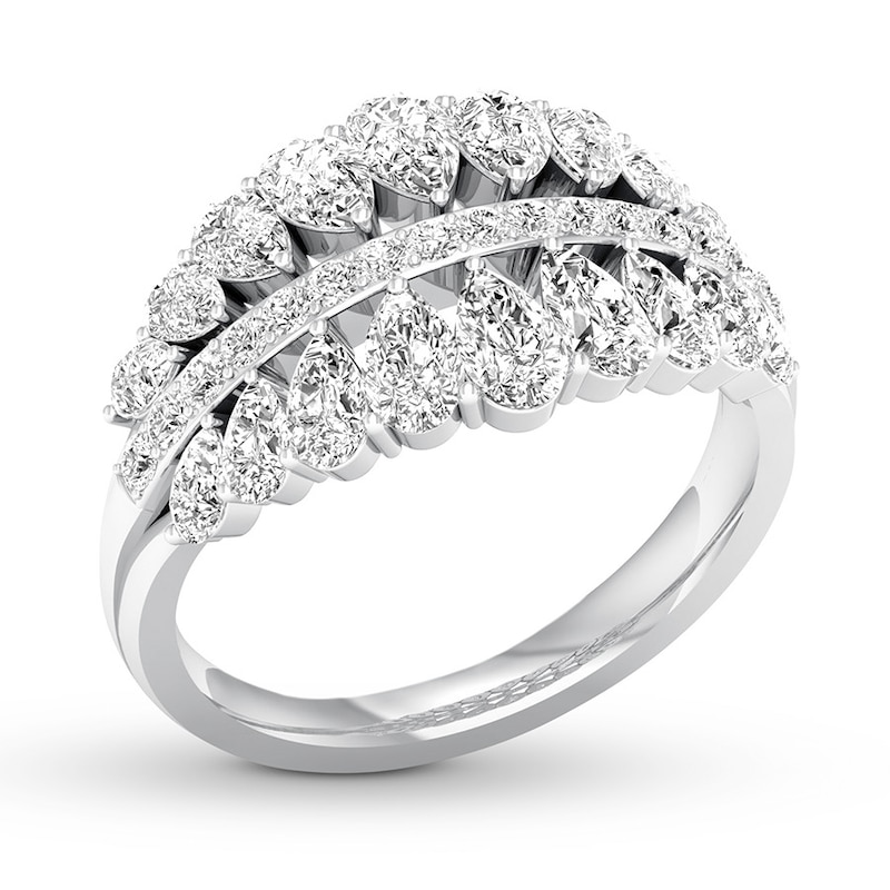 Diamond Anniversary Ring 1-5/8 ct tw Pear-shaped 14K White Gold