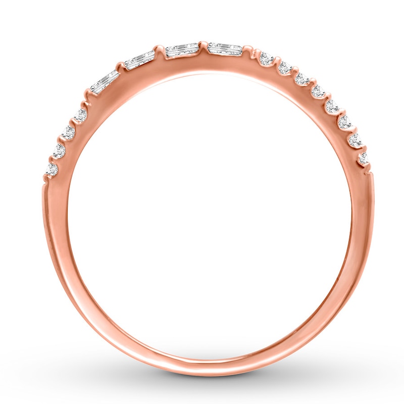 Diamond Anniversary Ring 7/8 ct tw Round/Baguette 14K Rose Gold