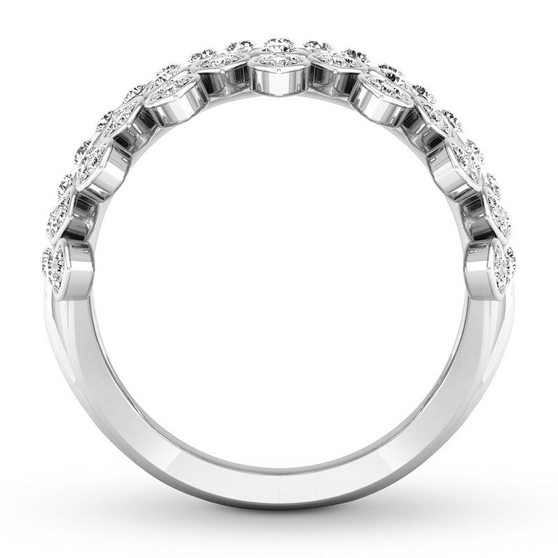 Diamond Anniversary Ring 1 ct tw Bezel-set Round 14K White Gold