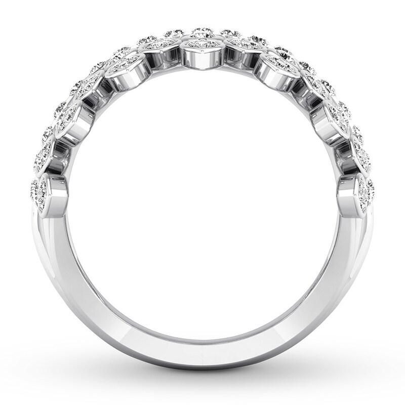 Diamond Anniversary Ring 1 ct tw Bezel-set Round 14K White Gold