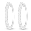 Thumbnail Image 2 of Diamond Hoop Earrings 1 ct tw Round-cut 10K White Gold