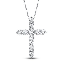 Diamond Cross Necklace 2 ct tw Round-cut 14K White Gold