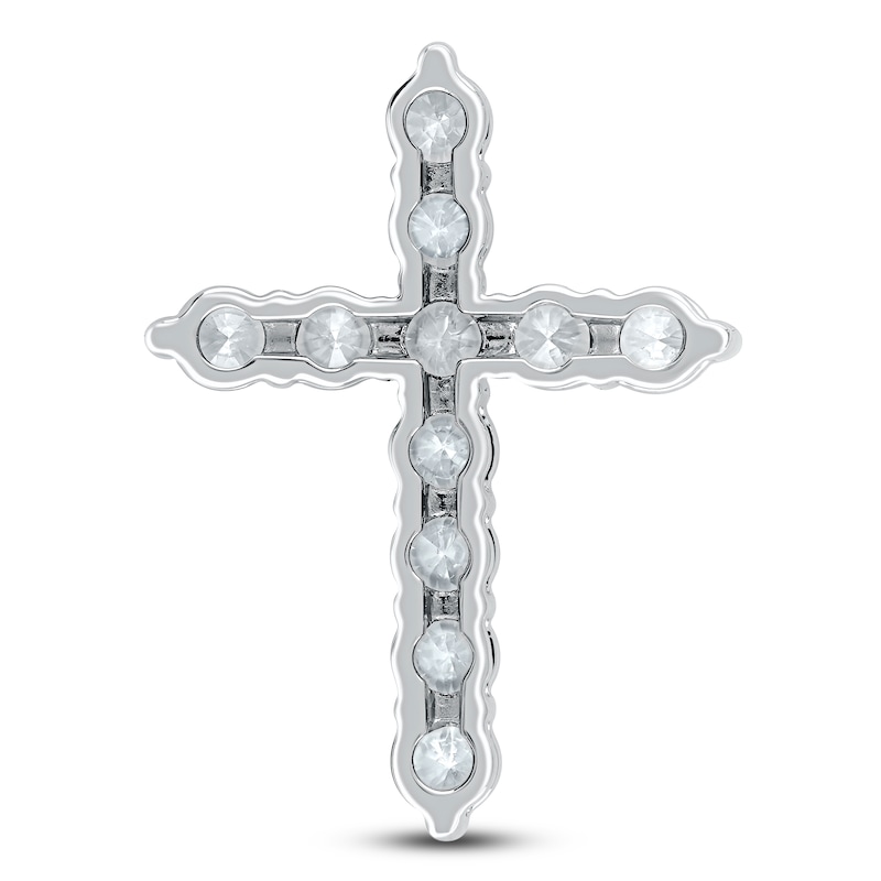 Main Image 3 of Diamond Cross Necklace 2 ct tw Round-cut 14K White Gold