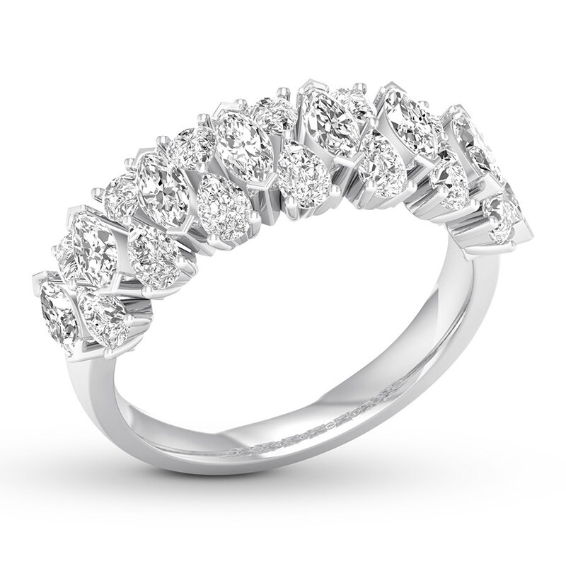 Main Image 4 of Diamond Anniversary Ring 1-1/2 ct tw Marquise/Pear-shaped 14K Gold