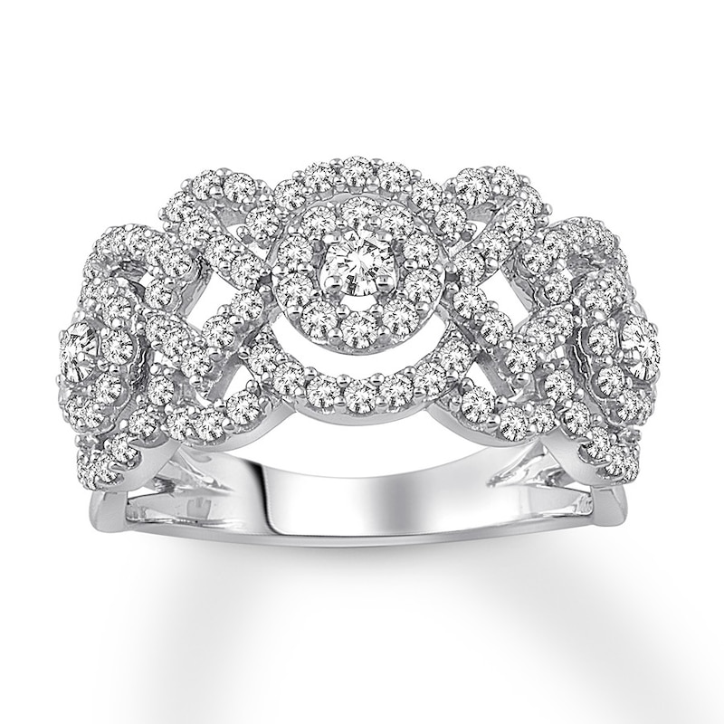 Diamond Anniversary Ring 1 carat tw Round-cut 14K White Gold