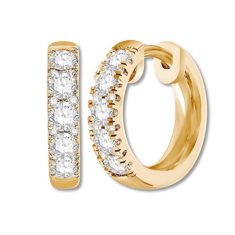 Diamond Hoop Earrings 1 Ct Tw Round 14k Yellow Gold Jared