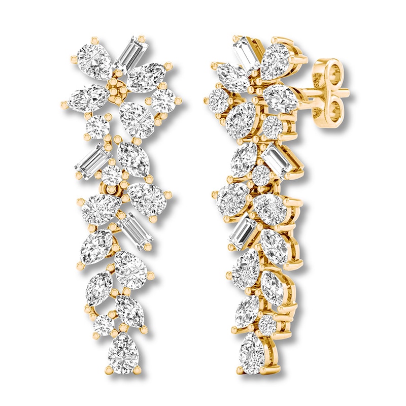 Diamond Dangle Earrings 1-1/2 carats tw 14K Yellow Gold