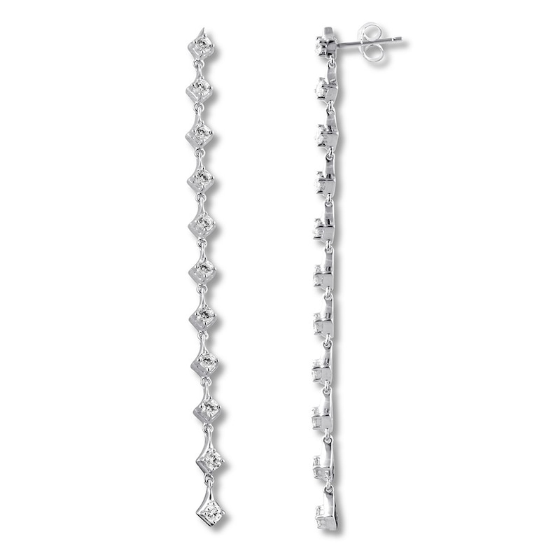 Main Image 1 of Diamond Dangle Earrings 1-1/4 ct tw Round 14K White Gold