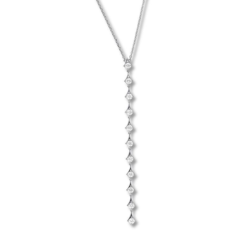 Main Image 1 of Diamond Drop Necklace 1-5/8 carat tw 14K White Gold