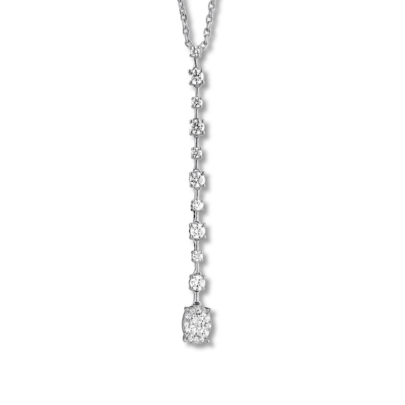 Diamond Drop Necklace 3/4 carat tw Round 14K White Gold