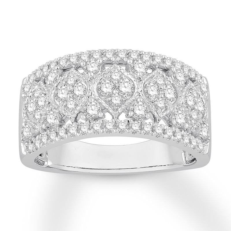 Diamond Anniversary Ring 7/8 carat tw Round 14K White Gold