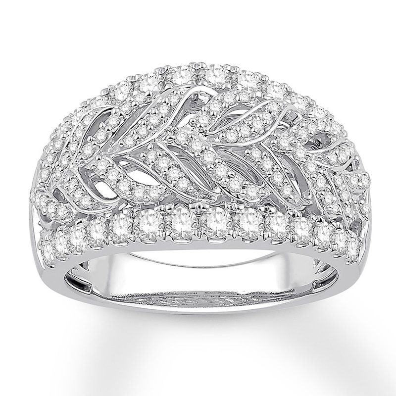 Diamond Anniversary Ring 1 ct tw Round 14K White Gold