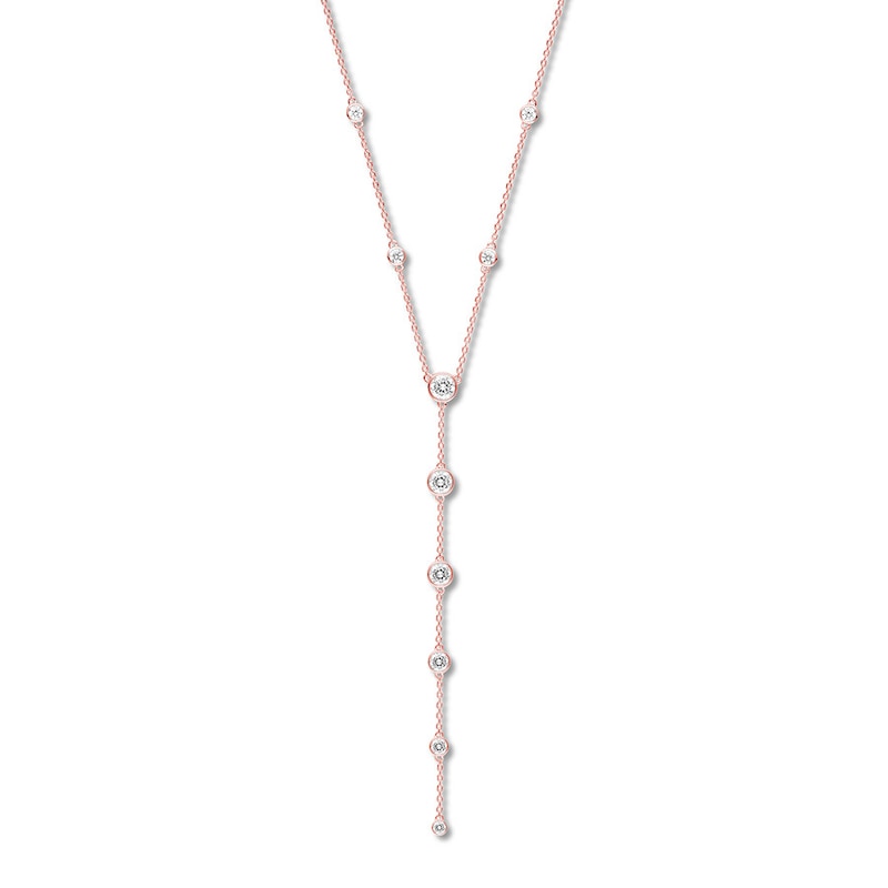 Diamond Necklace 3 carat tw Bezel-set 14K Rose Gold