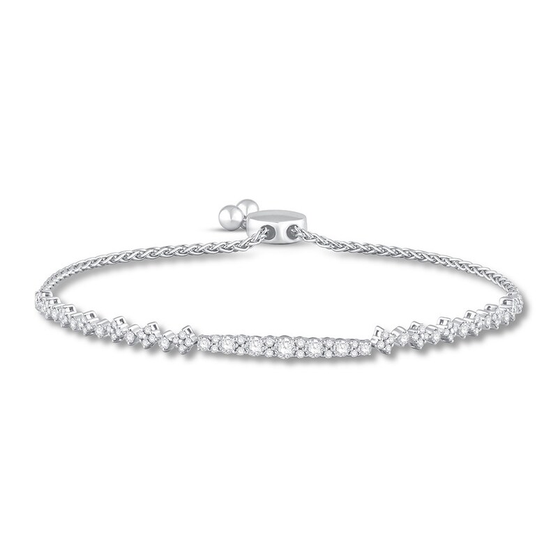 Main Image 1 of Diamond Bolo Bracelet 1 ct tw Round 14K White Gold