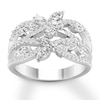 Diamond Ring 1-1/4 carats tw Round/Marquise/Pear-shaped 14K White Gold