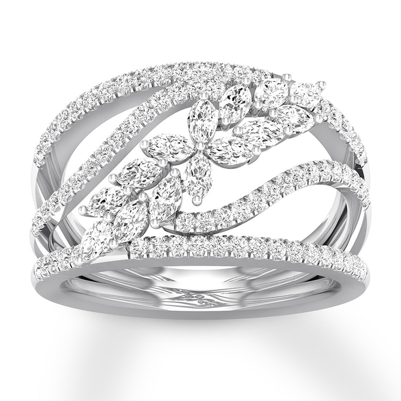 Main Image 1 of Diamond Ring 7/8 carat tw Round/Marquise 14K White Gold