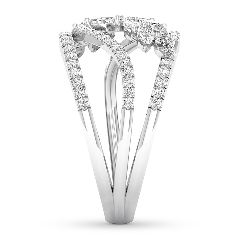 Main Image 3 of Diamond Ring 7/8 carat tw Round/Marquise 14K White Gold
