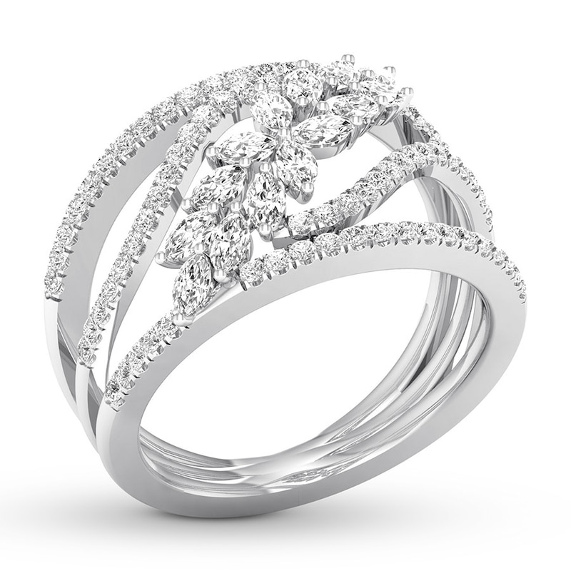 Diamond Ring 7/8 carat tw Round/Marquise 14K White Gold