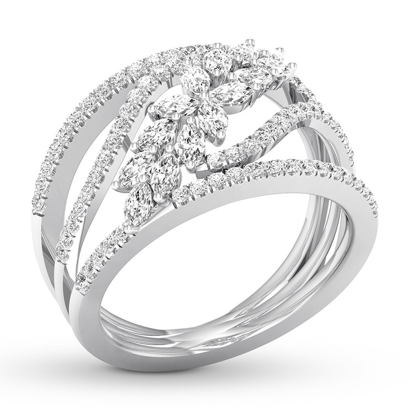 Main Image 4 of Diamond Ring 7/8 carat tw Round/Marquise 14K White Gold