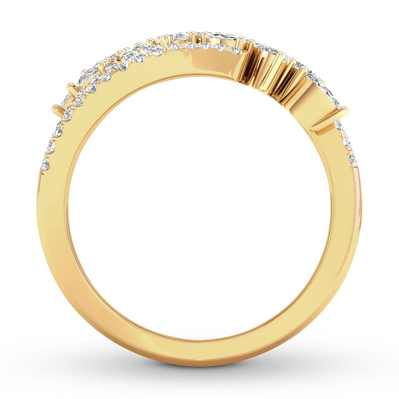 Diamond Ring 3/4 carat tw Round/Marquise/Pear-shaped 14K Yellow Gold