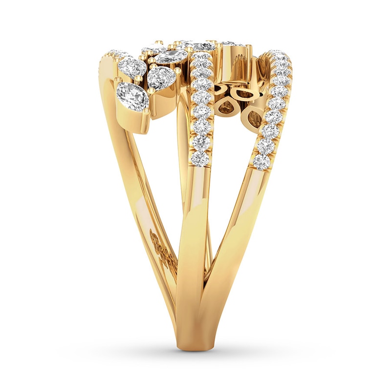 Diamond Ring 3/4 carat tw Round/Marquise/Pear-shaped 14K Yellow Gold