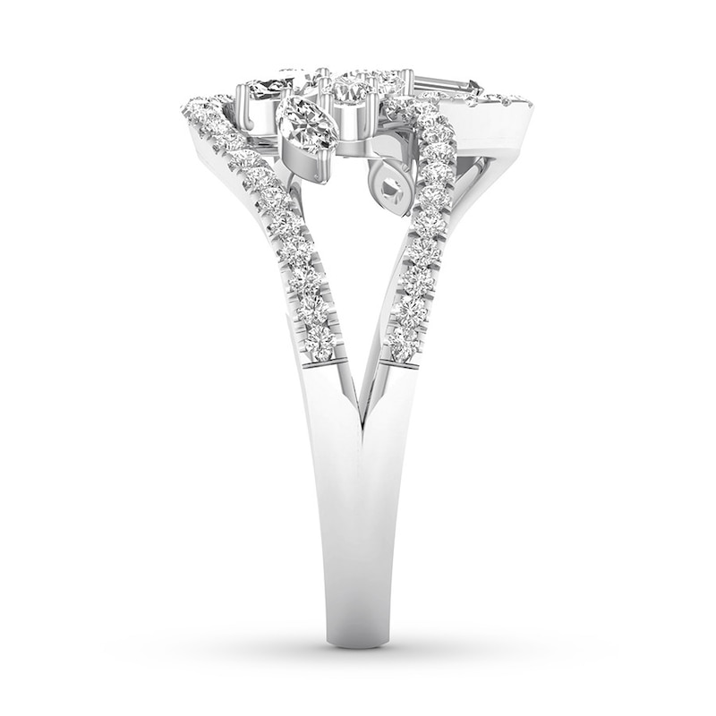Main Image 3 of Diamond Ring 3/4 ct tw Round/Marquise/Baguette/Pear-shaped 14K White Gold