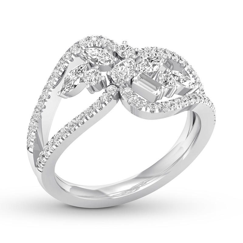 Main Image 4 of Diamond Ring 3/4 ct tw Round/Marquise/Baguette/Pear-shaped 14K White Gold