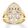 Thumbnail Image 1 of Diamond Ring 3/4 carat tw Princess/Pear-shaped/Round 14K Yellow Gold