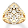 Thumbnail Image 0 of Diamond Ring 3/4 carat tw Princess/Pear-shaped/Round 14K Yellow Gold