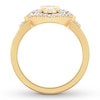 Diamond Ring 3/4 carat tw Princess/Pear-shaped/Round 14K Yellow Gold