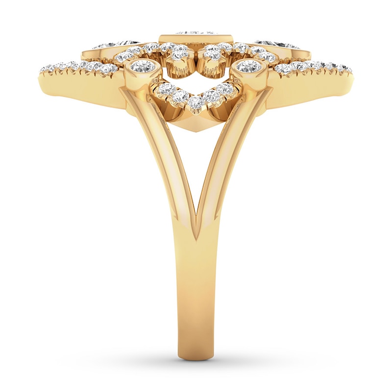 Main Image 3 of Diamond Ring 3/4 carat tw Princess/Pear-shaped/Round 14K Yellow Gold